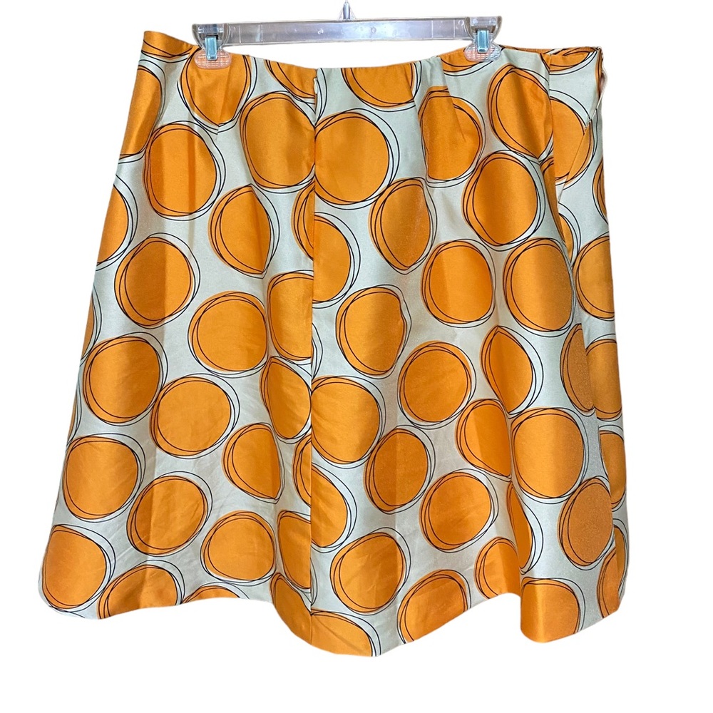 Orange African Print Full Midi Skirt Plus size 24 Taffeta Circle 3X 24W